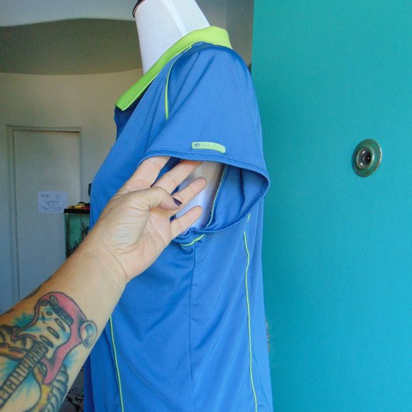 Women's Wilson Hyper Tek System Polo Shirt Short Sleeve Blue 1/4 Zip Top XL - Picture 2 of 9